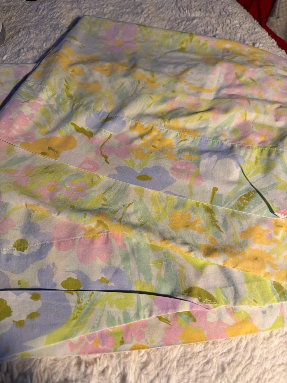 Sears Vtg Pastel Floral Cotton pillowcases  - Soft Pink, Yellow & Green 42”x36”